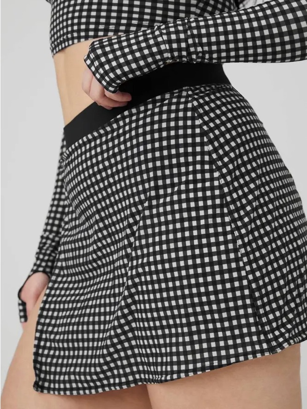 Alo Gingham Black & White Tennis Skirt - Picture 3 of 6